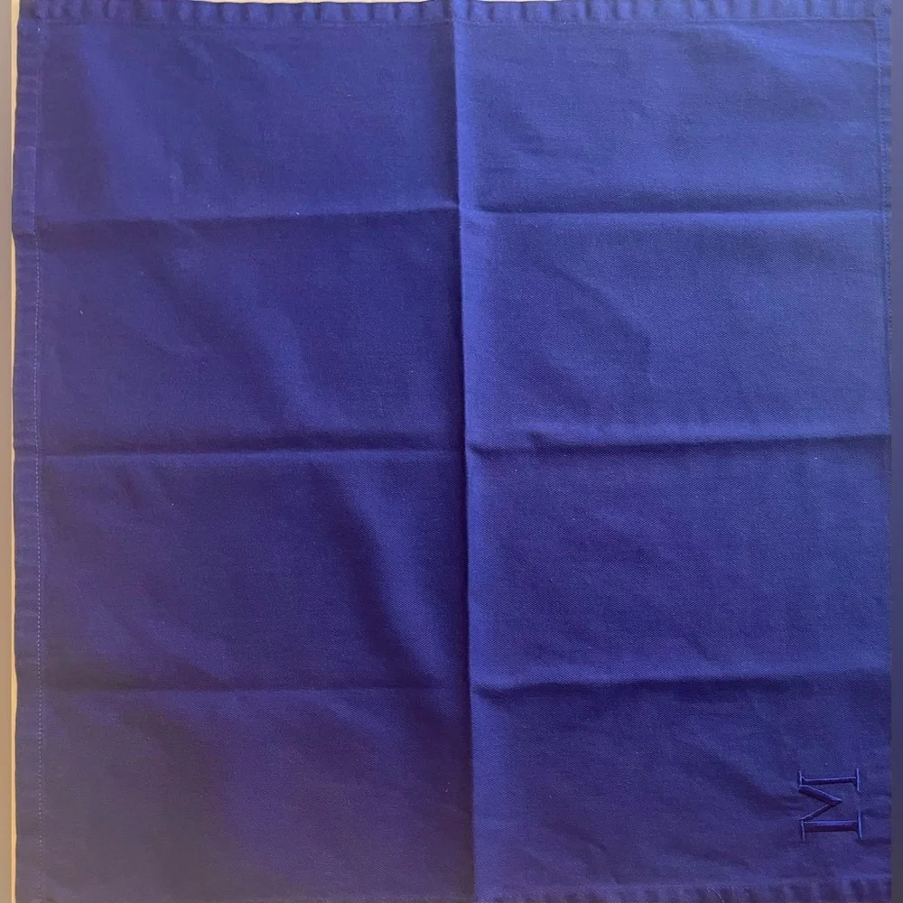 WILLIAMS SONOMA Monogrammed with Letter M Dish Tea Towel 100% Cotton Navy Blue